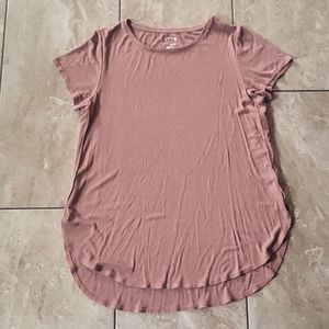 3/$12 Apt. 9 tunic short sleeve high-low mauve dusty rose ribbed top